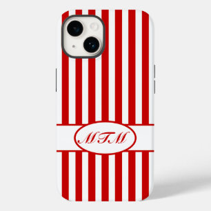 Autumnal rote Streifen mit Monogramm Case-Mate iPhone Hülle