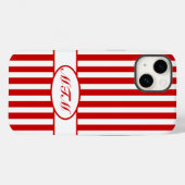 Autumnal rote Streifen mit Monogramm Case-Mate iPhone Hülle (Rückseite (Horizontal))