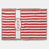 Autumnal rote Streifen mit Monogramm Decke (Vorderseite)