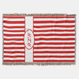 Autumnal rote Streifen mit Monogramm Decke