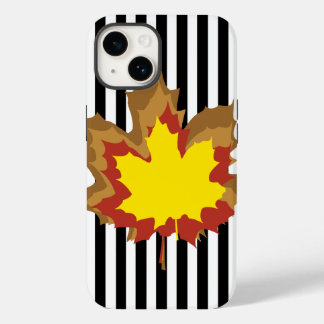 Autumnal schwarze Streifen mit Blätter Case-Mate iPhone 14 Hülle
