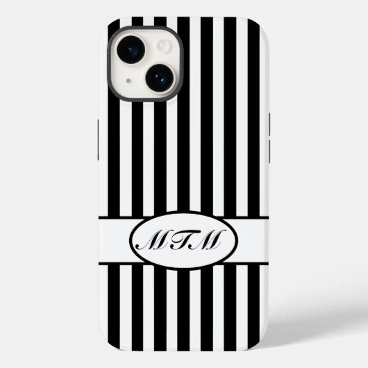 Autumnal schwarze Streifen mit Monogramm Case-Mate iPhone Hülle (Rückseite)
