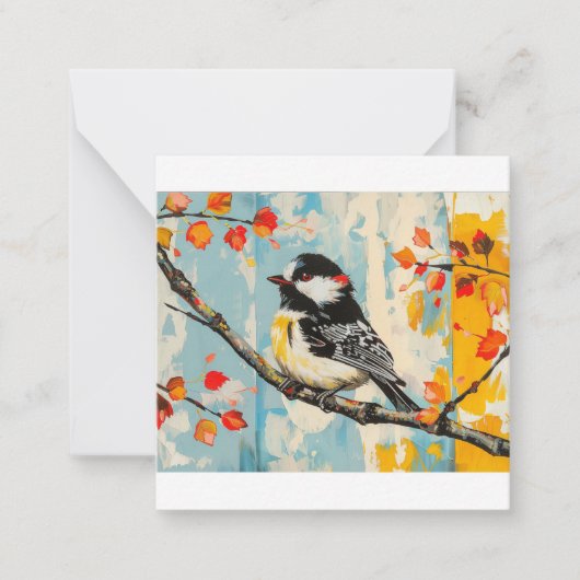 Autumnal Serenade mit Chickadee Bird Mitteilungskarte (Vorderseite)