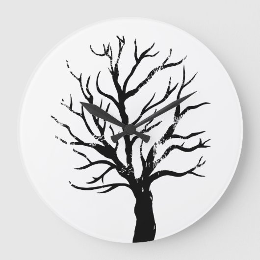 Autumnal Tree Lino Druckuhr Große Wanduhr (Vorderseite)