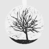 Autumnal Tree Lino Print Akronylic Ornament (Rückseite)
