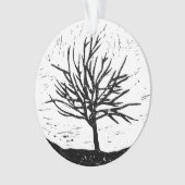 Autumnal Tree Lino Print Akronylic Ornament (Vorderseite)