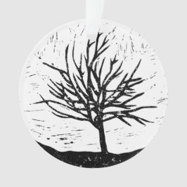Autumnal Tree Lino Print Akronylic Ornament
