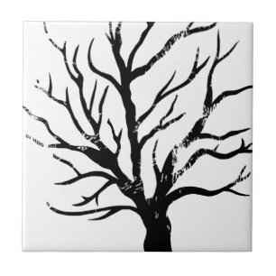Autumnal Tree Lino Print Fliese