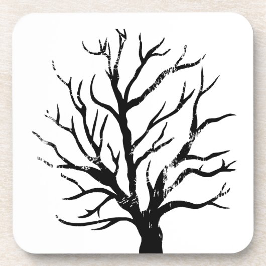 Autumnal Tree Lino Print Getränkeuntersetzer (Vorderseite)