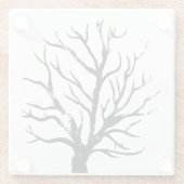 Autumnal Tree Lino Print Glasuntersetzer (Rückseite)