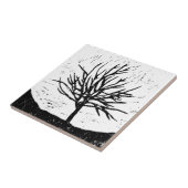 Autumnal Tree Lino Print Keramik Tile Fliese (Seite)