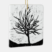 Autumnal Tree Lino Print Keramikornament (Rechts)