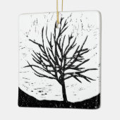 Autumnal Tree Lino Print Keramikornament (Links)