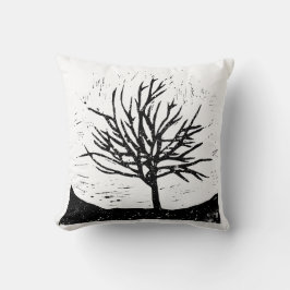 Autumnal Tree Lino Print Kissen