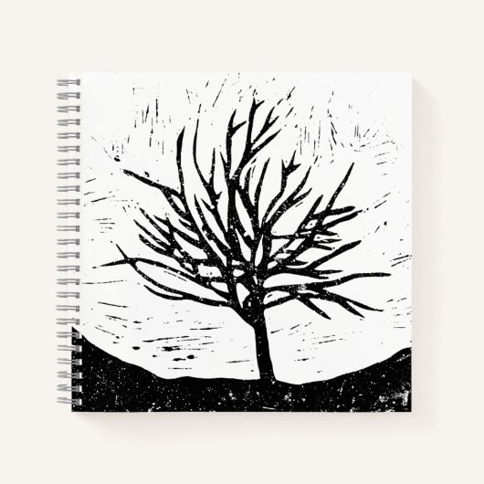 Autumnal Tree Lino Print Notizblock (Vorderseite)