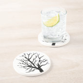 Autumnal Tree Lino Print Sandstone Untersetzer (Seite)