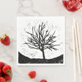 Autumnal Tree Lino Print Serviette (Beispiel)