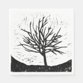 Autumnal Tree Lino Print Serviette (Vorderseite)