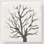 Autumnal Tree Lino Print Steinuntersetzer (Vorderseite)