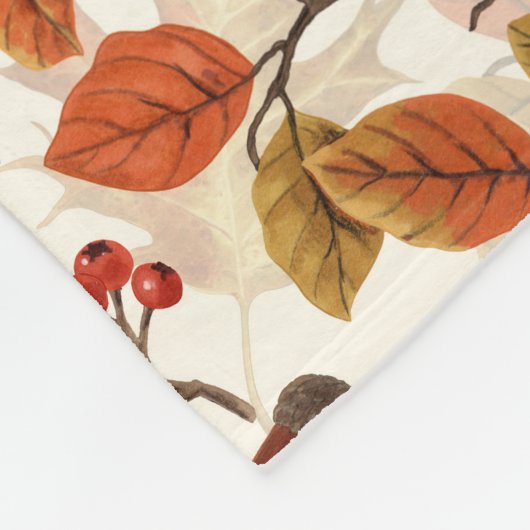Autumnal Wald auf Weiß Fleecedecke (Ecke)