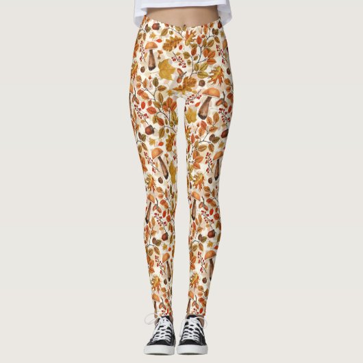 Autumnal Wald auf Weiß Leggings (Vorderseite)