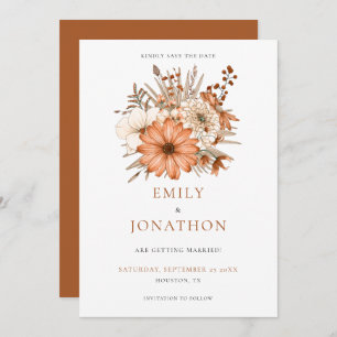 Autumnal Watercolor Florals Hochzeit retten das Da Save The Date