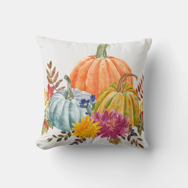 Autumnal Watercolor Pumpkins Pillow Kissen (Vorderseite)