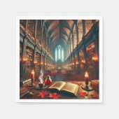 Autumnal Whimsigoth Magic Library Decoupage Serviette (Vorderseite)