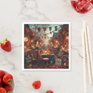 Autumnal Whimsigoth Magical Marketplace Decoupage Serviette