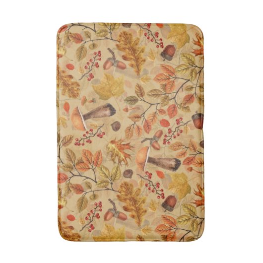 Autumnaler Wald auf Ocker Badematte (Vorderseite Vertikal)