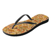 Autumnaler Wald auf Ocker Badesandalen (Schrägansicht)