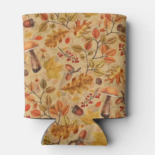 Autumnaler Wald auf Ocker Dosenkühler (Rückseite)