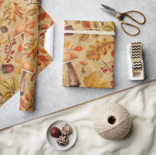 Autumnaler Wald auf Ocker Geschenkpapier