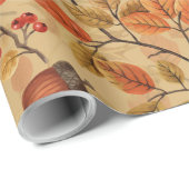 Autumnaler Wald auf Ocker Geschenkpapier (Rolleneckpunkt)