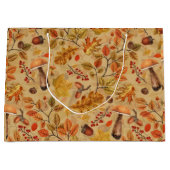 Autumnaler Wald auf Ocker Große Geschenktüte (Vorderseite)