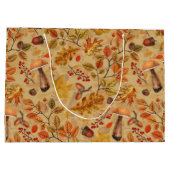 Autumnaler Wald auf Ocker Große Geschenktüte (Rückseite)