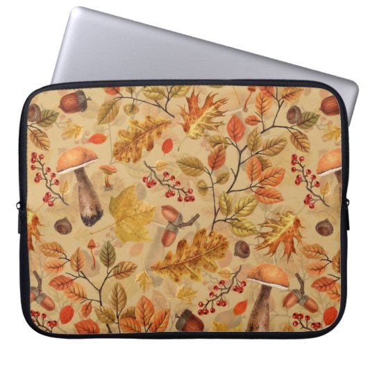 Autumnaler Wald auf Ocker Laptopschutzhülle (Vorderseite)