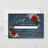 Autumnic Navy | Burgundy Emerald Greeny Floral RSVP Karte (Vorderseite)
