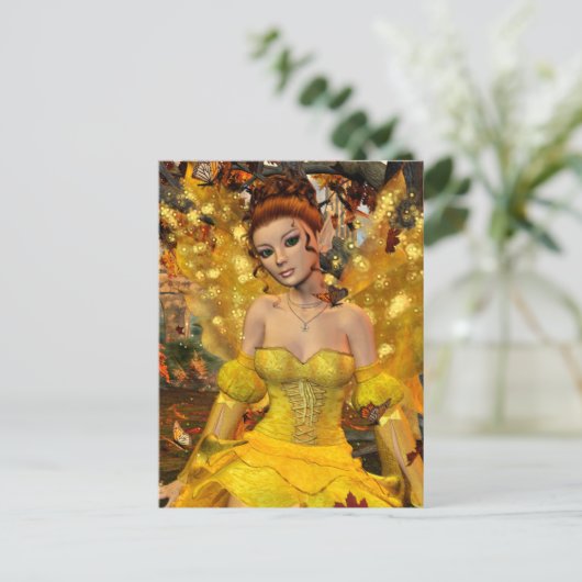 Autumns Dance Fee Fantasy Art Postkarte (Stehend Vorderseite)