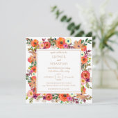 Autunm Blume Square Hochzeit Einladung (Stehend Vorderseite)
