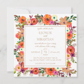 Autunm Blume Square Hochzeit Einladung (Vorderseite)