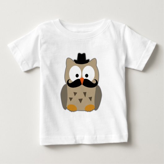 Auwl mit Mustache und Hut Baby T-shirt (Vorderseite)