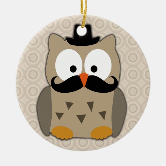 Auwl mit Mustache und Hut Keramikornament (Vorne)