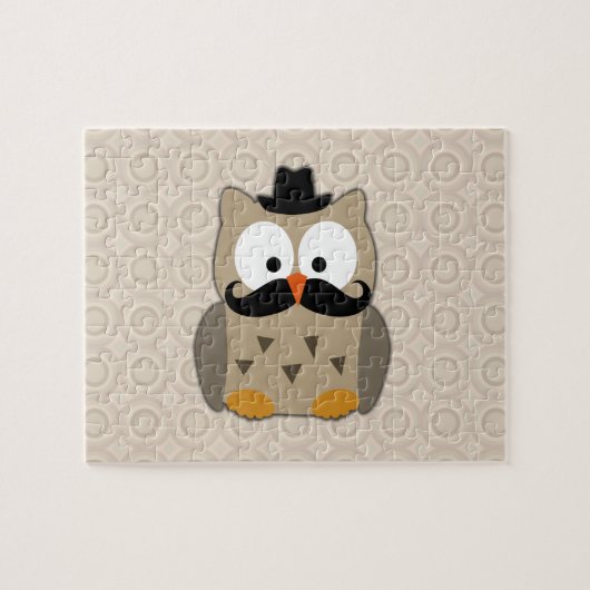 Auwl mit Mustache und Hut Puzzle (Horizontal)