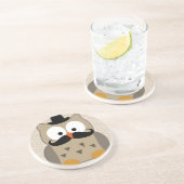 Auwl mit Mustache und Hut Sandstein Untersetzer (Seite)