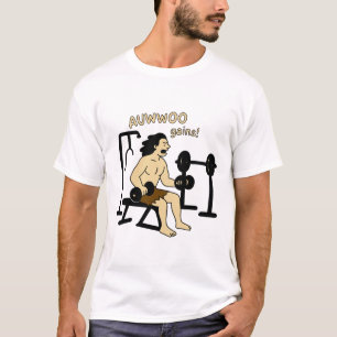 AUWWOO Gains Funny Caveman Gym Design - Fitness Hu T-Shirt