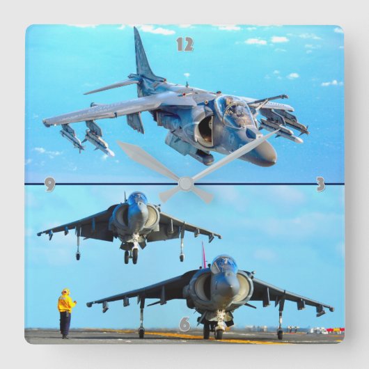 AV-8B HARRIER II QUADRATISCHE WANDUHR (Vorderseite)