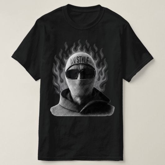 AV STYLE Flame Masked Streetwear T-Shirt (Design vorne)