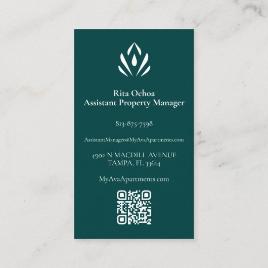 Ava Assistant Manager Business Card Visitenkarte (Rückseite)