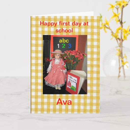 Ava beginnt Schulkarte Karte (Gelbe Blume)